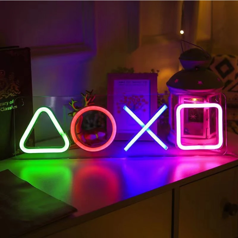 

LED game logo shaped neon light, USB battery box, e-sports room decoration atmosphere, waterproof color light background light