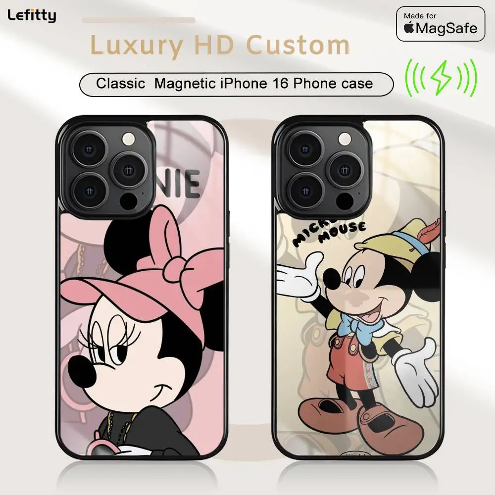 

Cute M-Mickey M-Mouse Phone Case For iPhone 16 15 14 13 12 11 Pro Max Plus Mini Magsafe Charging Cover Magnetic Hard Shell