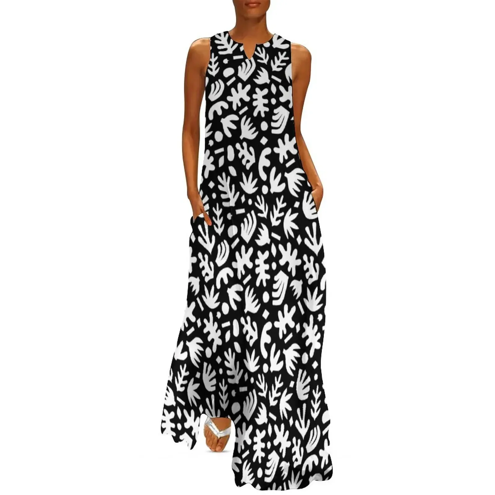 

Matisse Paper Cuts // White on Black Long Dress dress for woman clothes for women dress women summer