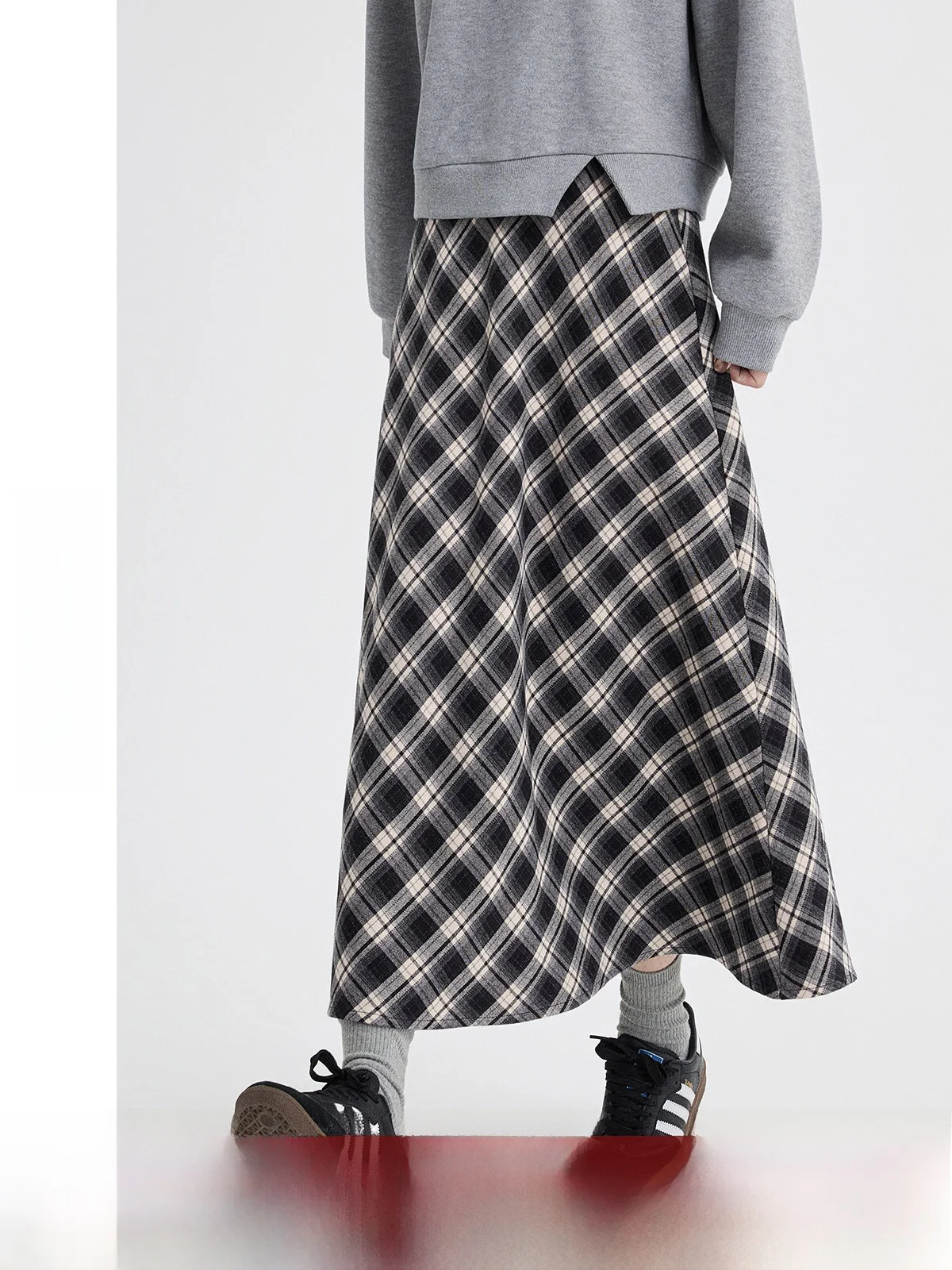 

High Waist Plaid A-Line Skirt Women's Winter 2025 New Vintage Elegant Slimming Midi Skirt Casual Style Other Material