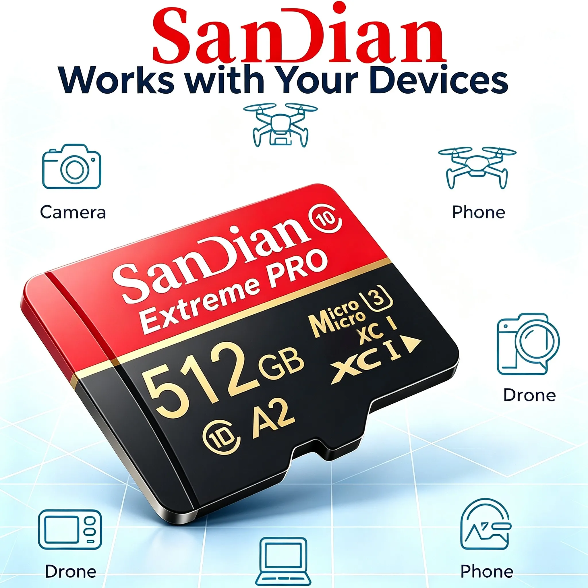 High Speed TF Cards 32GB 64GB 128GB Memory Card Micro TF SD Card SD Cards for CCTV/Desktop/E-Reader/MP4 Player/Drone Camera
