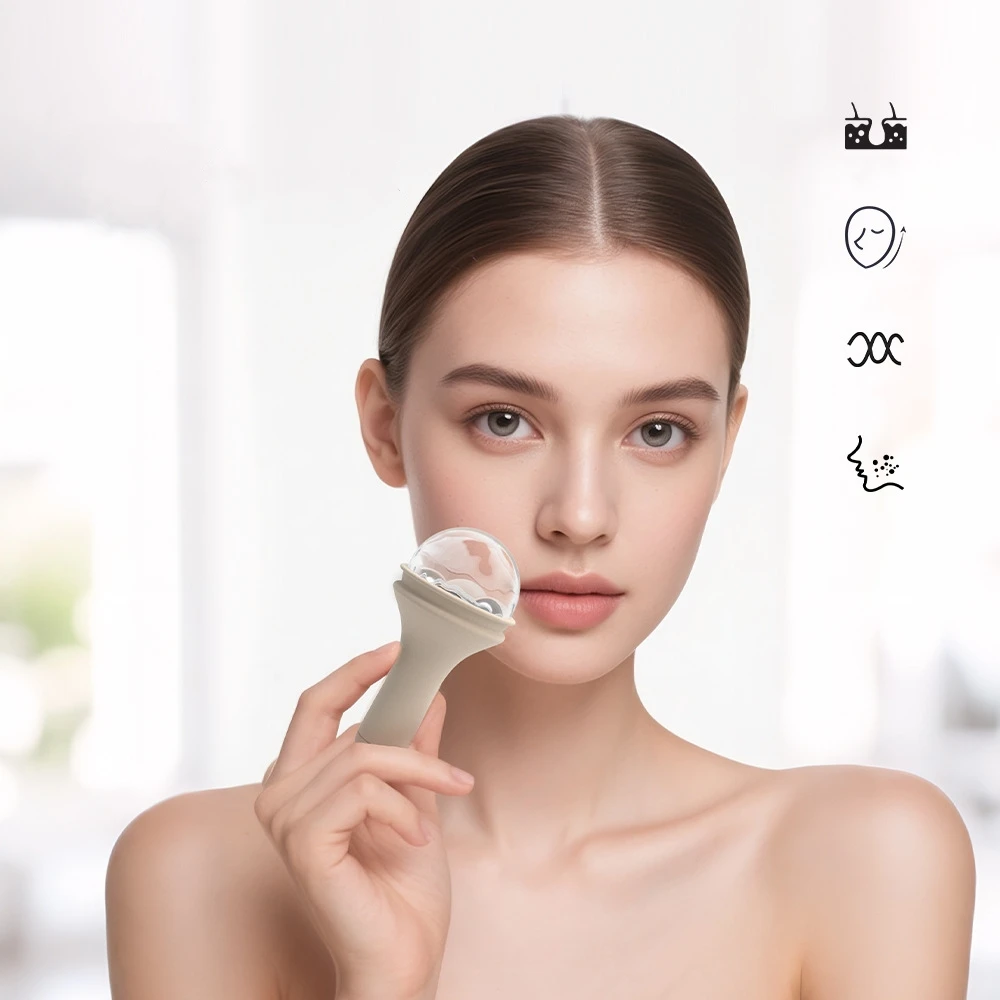 Rolo de gelo de silicone em forma de rosa, massageador facial, poros, inchaço dos olhos, rolo facial de gelo, beleza, bola de gelo, molde, massagem, ferramenta de cuidados com a pele