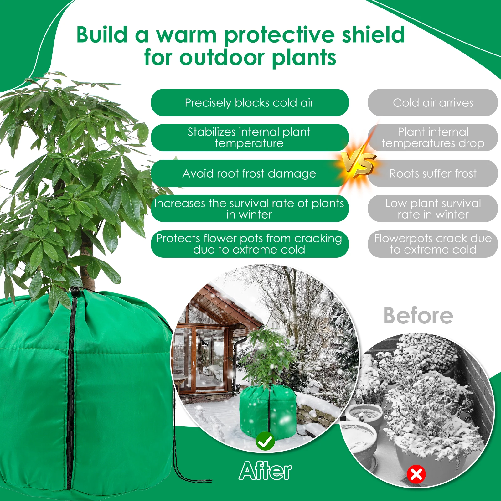 2 قطعة غطاء النباتات الشتوية أكياس حماية الصقيع في الهواء الطلق حديقة شجيرة الأشجار بوعاء النبات الثقيلة مكافحة تجميد غطاء دافئ #4