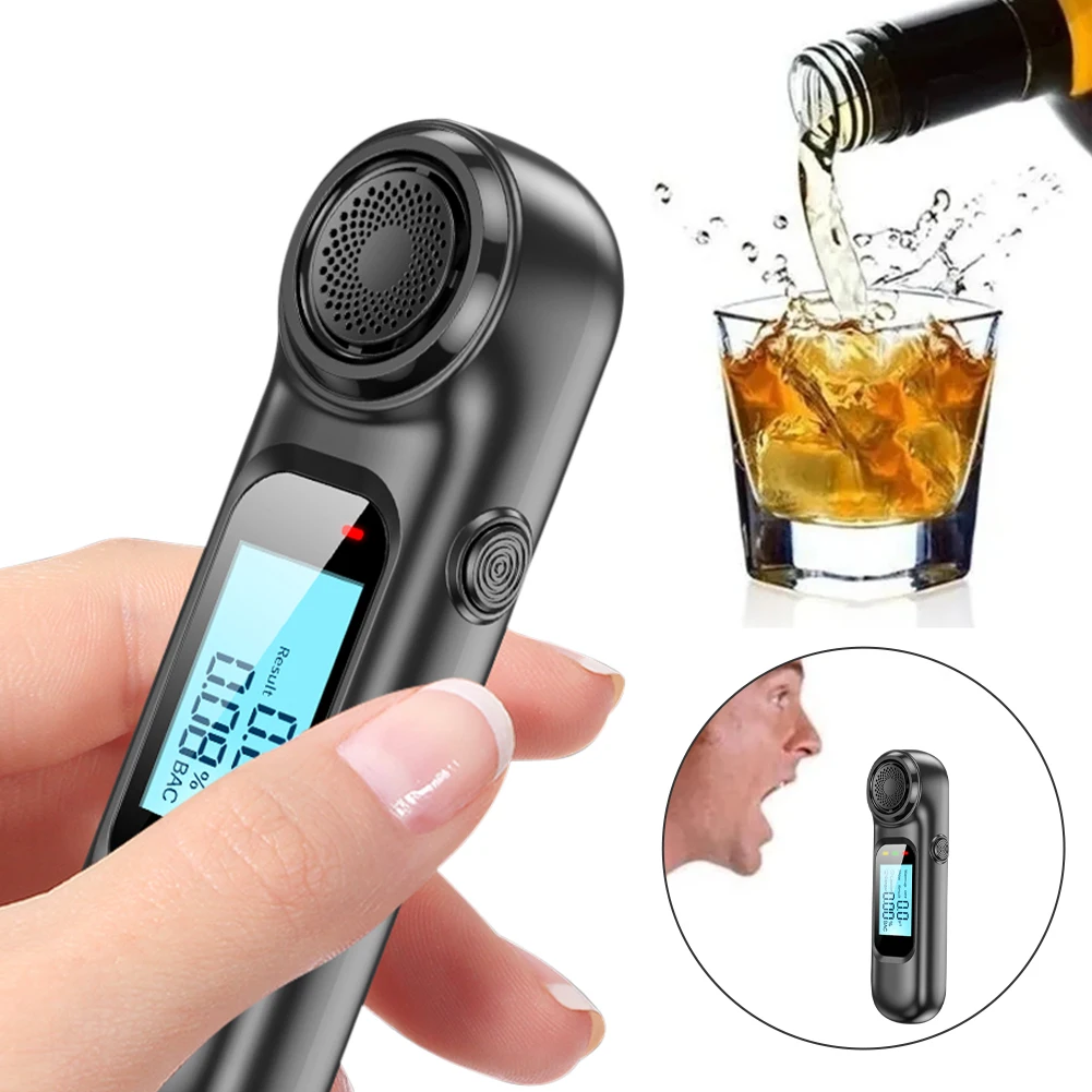 

Non-Contact Portable Breathalyzer High-Precision Alcohol Tester Rechargeable Digital LCD Screen Breath Tester With Light & Sound