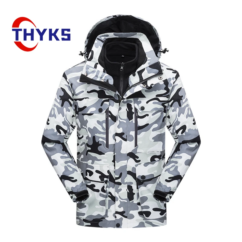 Hiking Jacket Men Windproof Rainproof Waterproof Warm Detachable Fleece Inner Two-piece Comfortable Fishing Mountaineering Suit