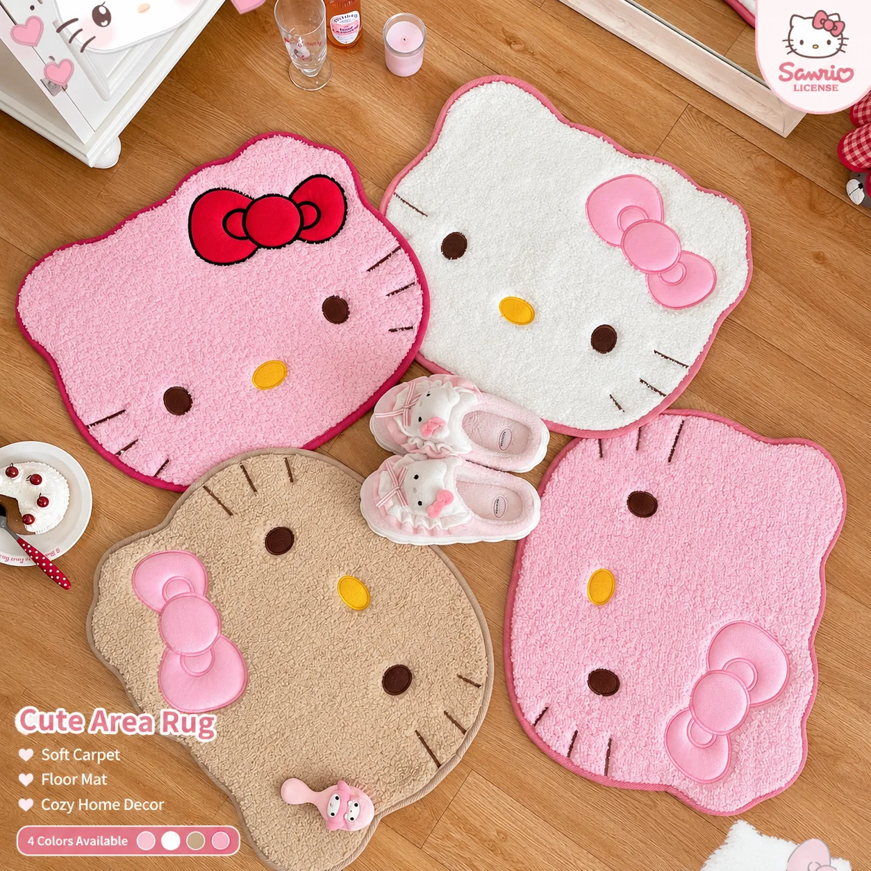 

Sanrio Hello Kitty Shaped Rug Soft Absorbent Non-slip Floor Mat Cute Bathroom Bedroom Doormat Home Decor