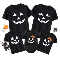 Funny Halloween Pumpkin Print Father Mother Daughter Son Baby Family Matching Clothes Family Look Cotton Dad Mom and Me Shirts