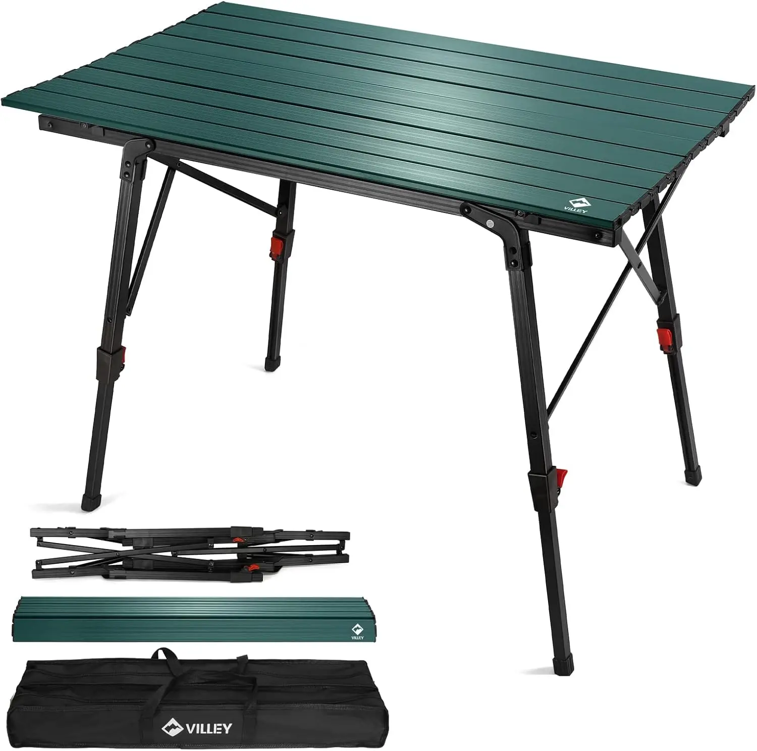 

Portable Camping Table with Adjustable Legs, Lightweight Aluminum Folding Beach Table with Carrying Bag for Outdoor