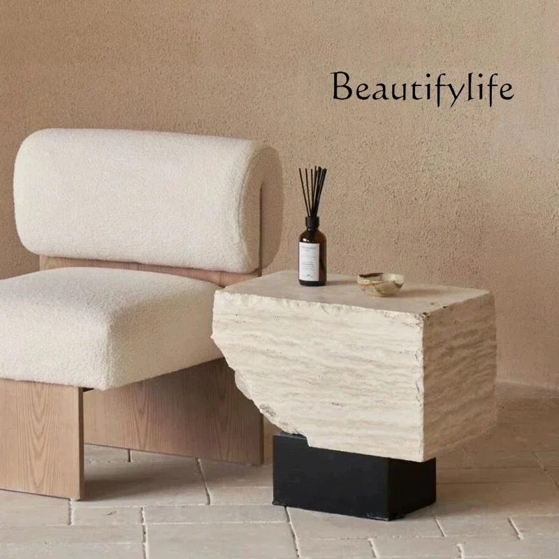 XB R Cream Style Nordic Cave Stone Edge Few Light Luxury High-end Designer Solid Wood Antique Style Living Room Creative Sofa Co