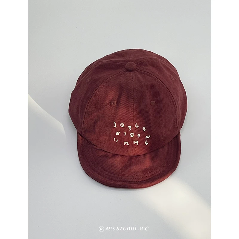 Short Brim Baseball Cap Female Street Tide Brand Soft Brim Number Embroidered Sun Hat Korean Peaked Cap Male