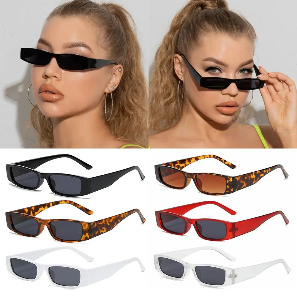 Women's Fashion UV400 Trending Small Frame Narrow Sunglasses Retro Sun Glasses Small Rectangle Sunglasses