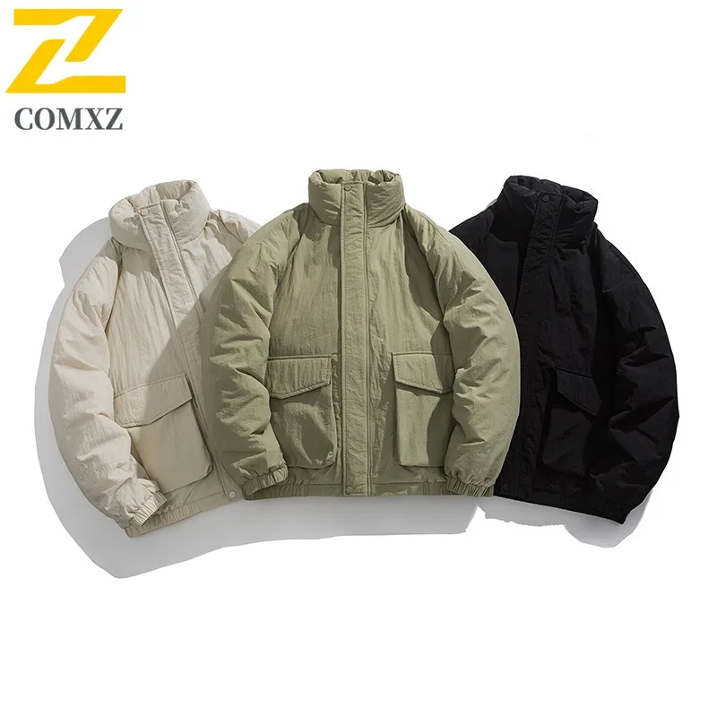 

COMXZ 2025 American Cotton Jacket Men Winter Thick Stand Collar Down Parka 2024 New Northeast Warm Parka Winter Wear