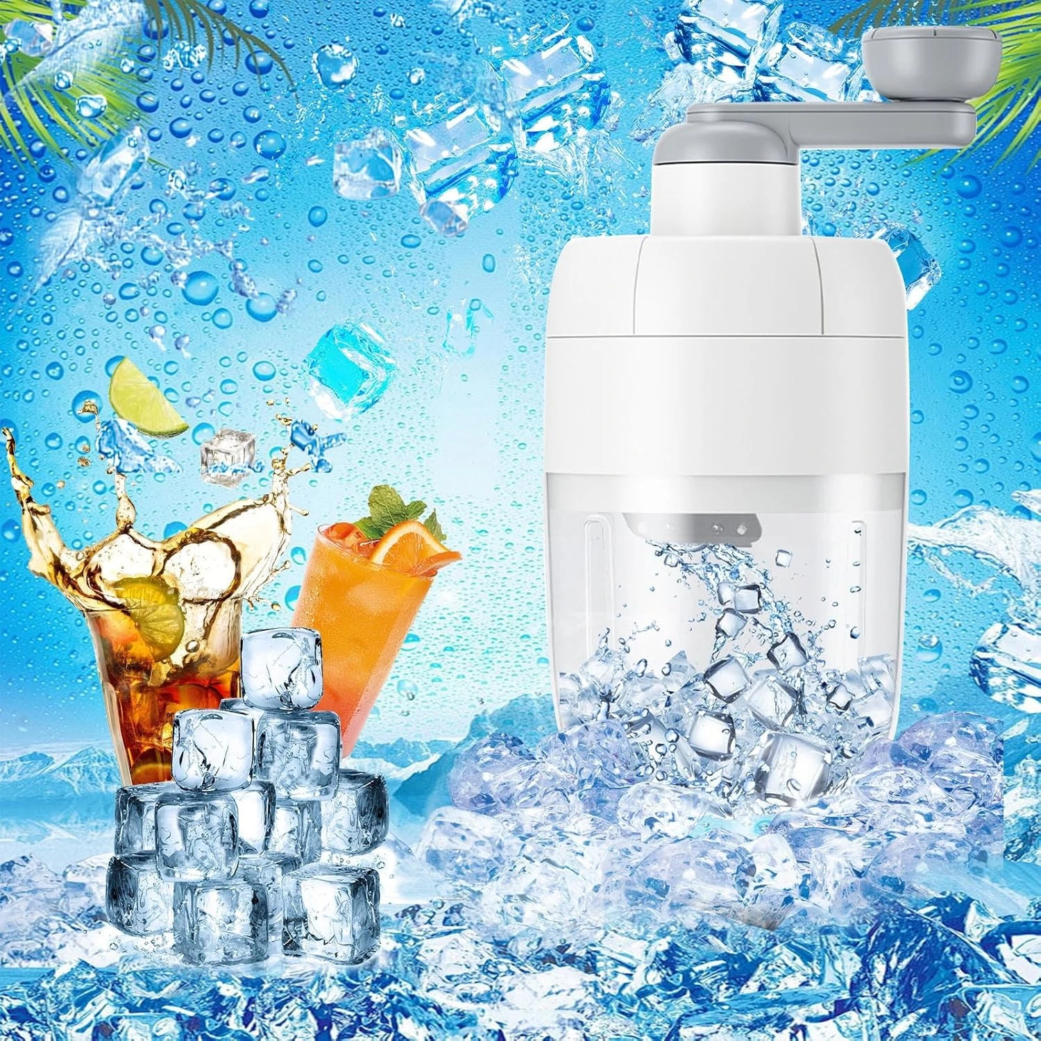 Прозрачная машина для бритья льда с лезвиями из нержавеющей стали для домашнего бритья льда, булочек и коктейлей