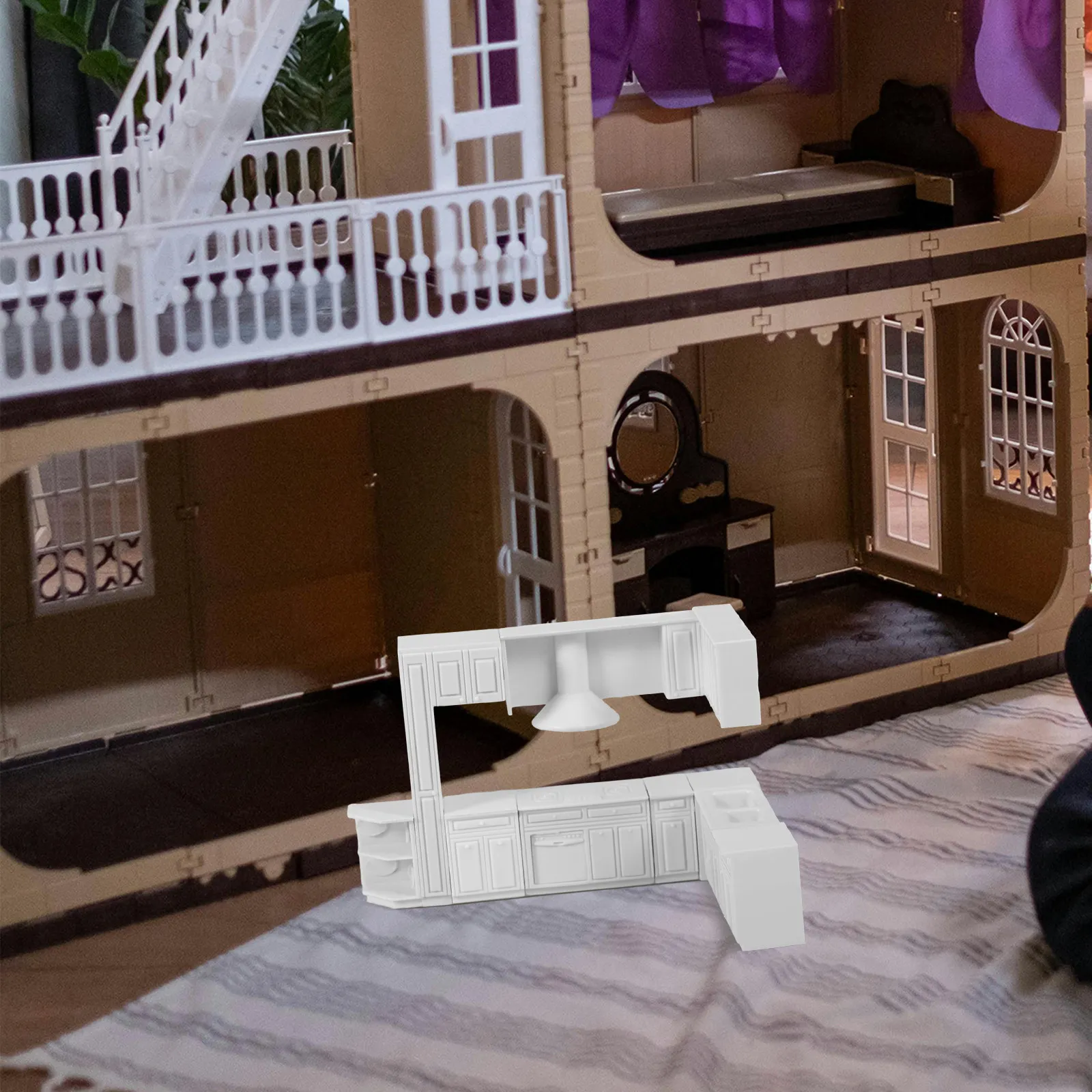 Wash Basin Dollhouse Kitchen Model Sink Kicthen Cabinet Miniature Scene Accessories Bathroom ABS Stove for