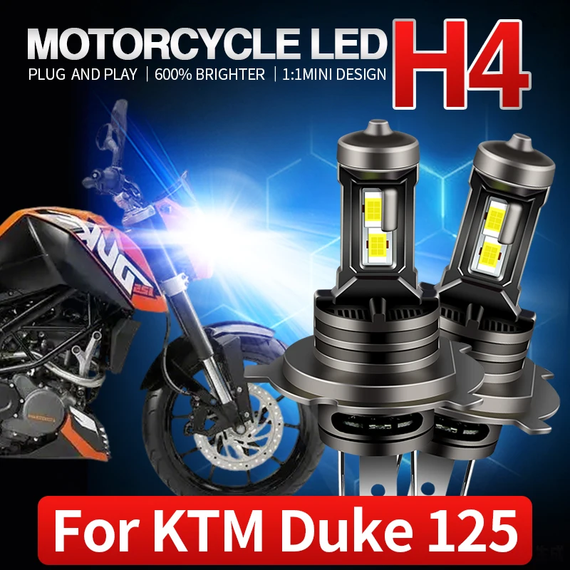 

1PC High quality 35W H4 HB2 9003 Motorcycle light 6500K DC12v LED Bright White Lamp Headlight For KTM Duke 125 Auto Accessories