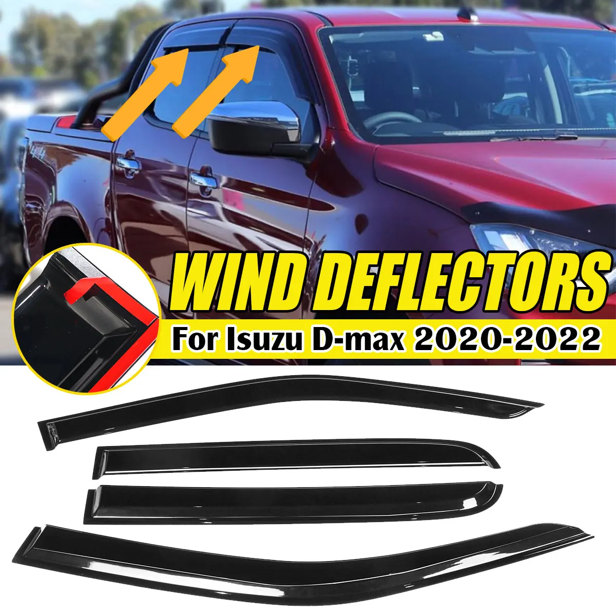 4pcs Car Wind Shields Sun Rain Guards Weather Shield Window Visor Deflectors Awnings Shelters For Isuzu D-max 2020 2021 2022