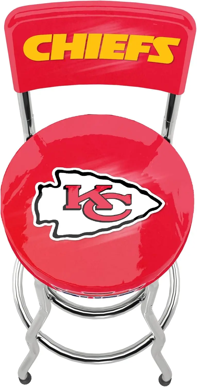 

Blitz High Back Stool with Adjustable Height and Swiveling Padded Seat (Kansas City Chiefs)