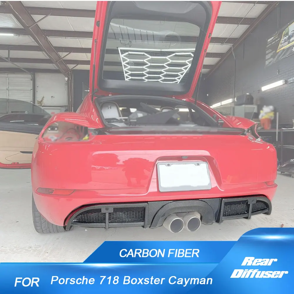 

Car Rear Diffuser for Porsche 718 Boxster Cayman 2-Door 2016-2019 Rear Bumper Cover Lower Lip Spoiler Real Carbon Fiber