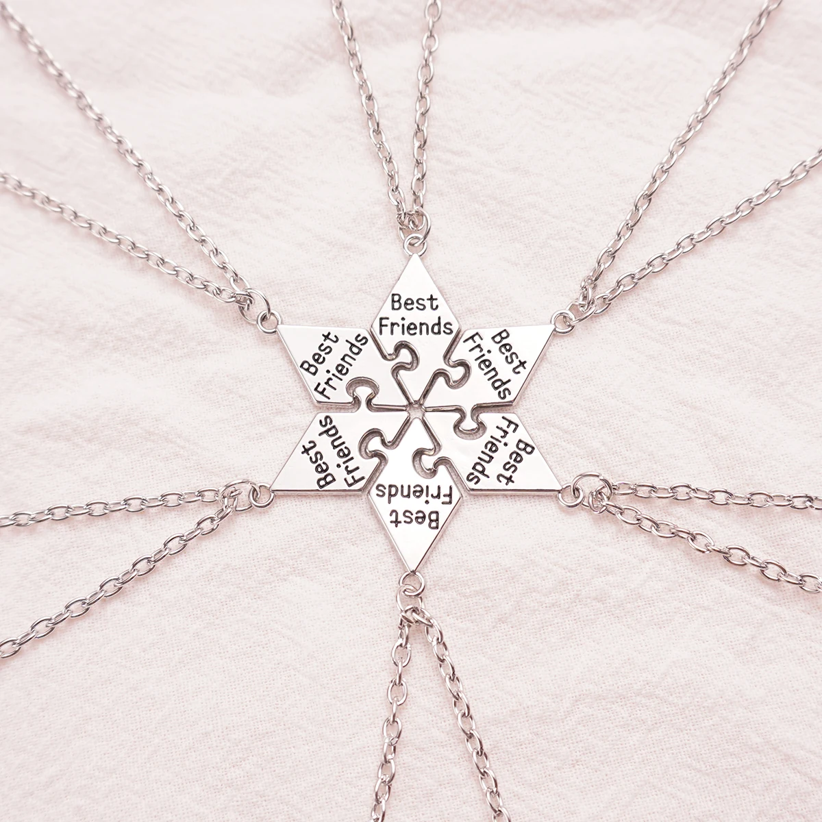 6 Pcs/Set Best Friend Pendant Necklace For Women Friendship Necklace Alloy Pendant Bff Friendship Jewelry Accessories Gift