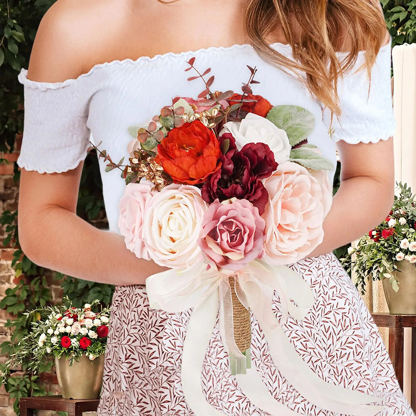 

Свадебный букет Свадебный букет с лентами Романтический держатель цветов для невесты