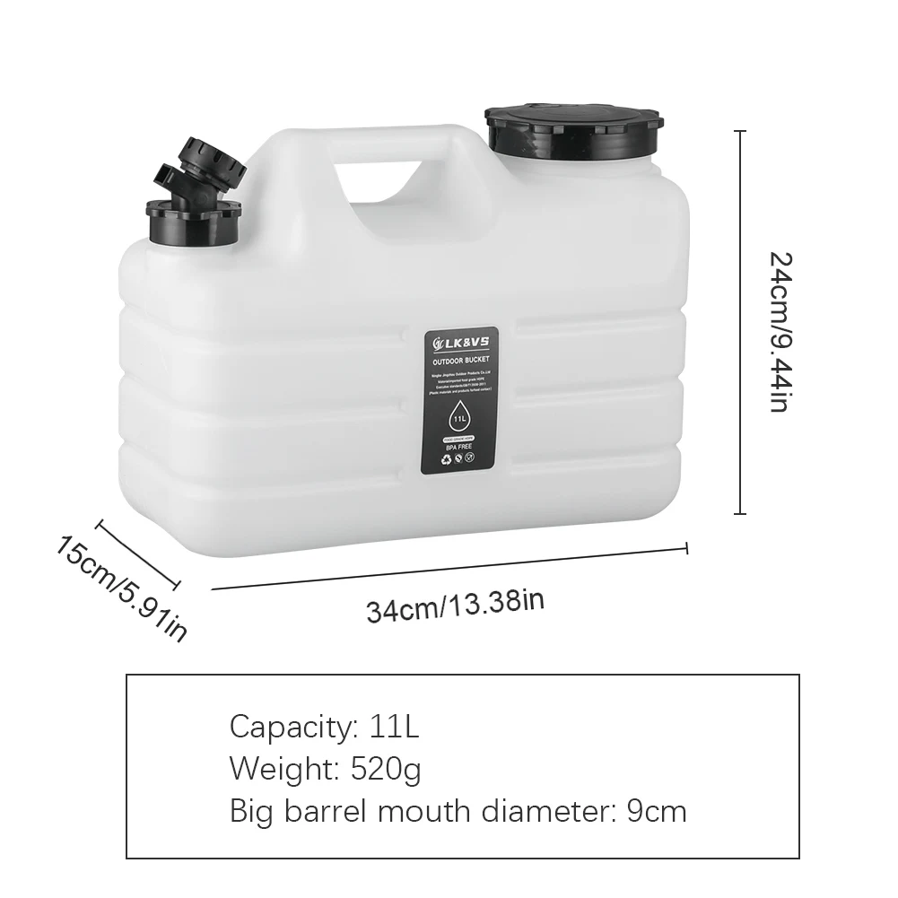 11L Drinking Water Bucket with Faucet Water Dispenser Carrier Large Capacity Water Container Jug for Vehicle Car Camping