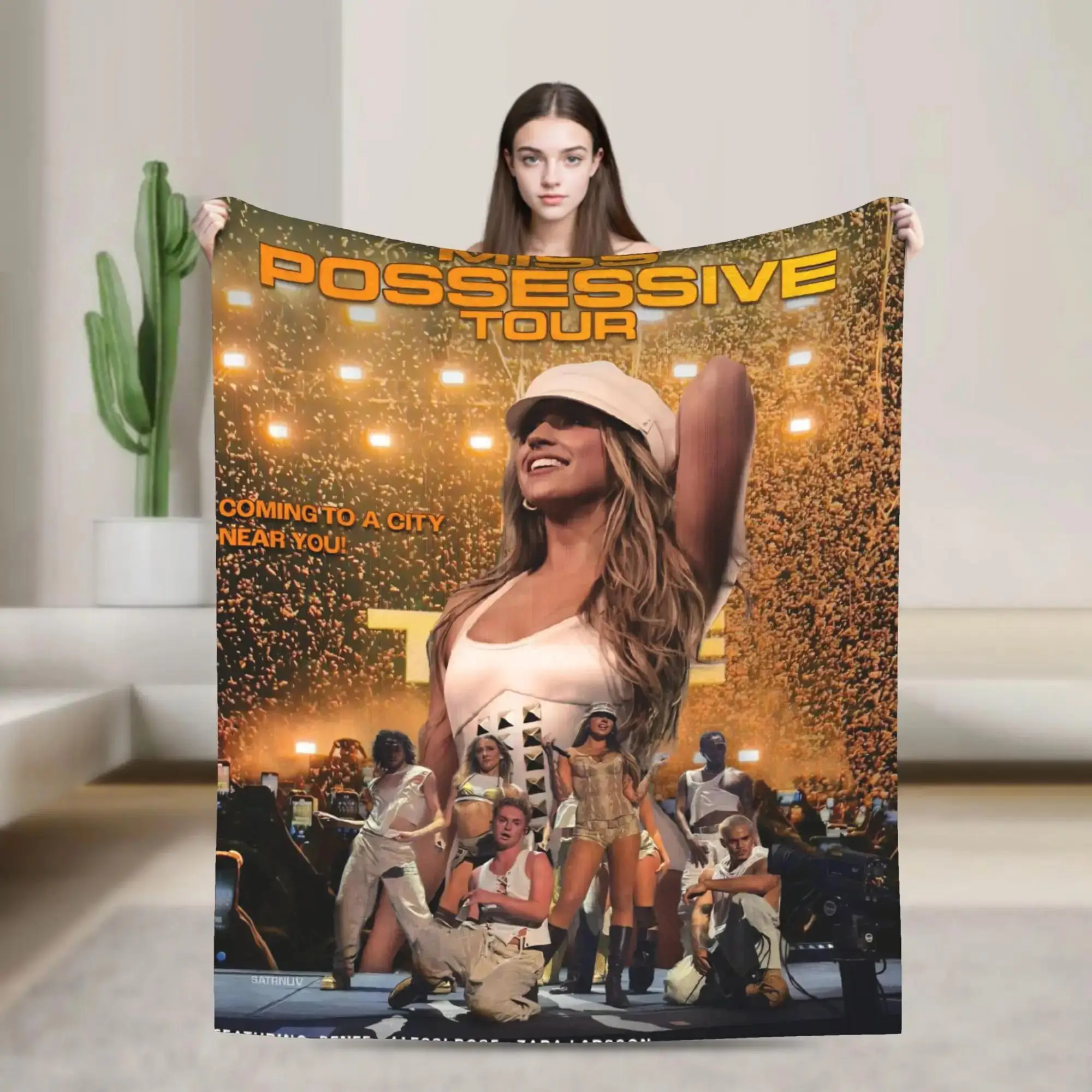 

Фланелевое одеяло Miss Possessive World Tour: Мягкий и теплый плед для домашнего декора, пикника, покрывало для кровати и дивана