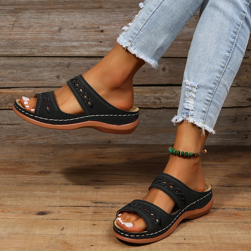 Beach Sandals Comfortable Bathroom Living Room Flat Platform Roman Sabot Summer High Quality Shoes House Slippers Woman 2024