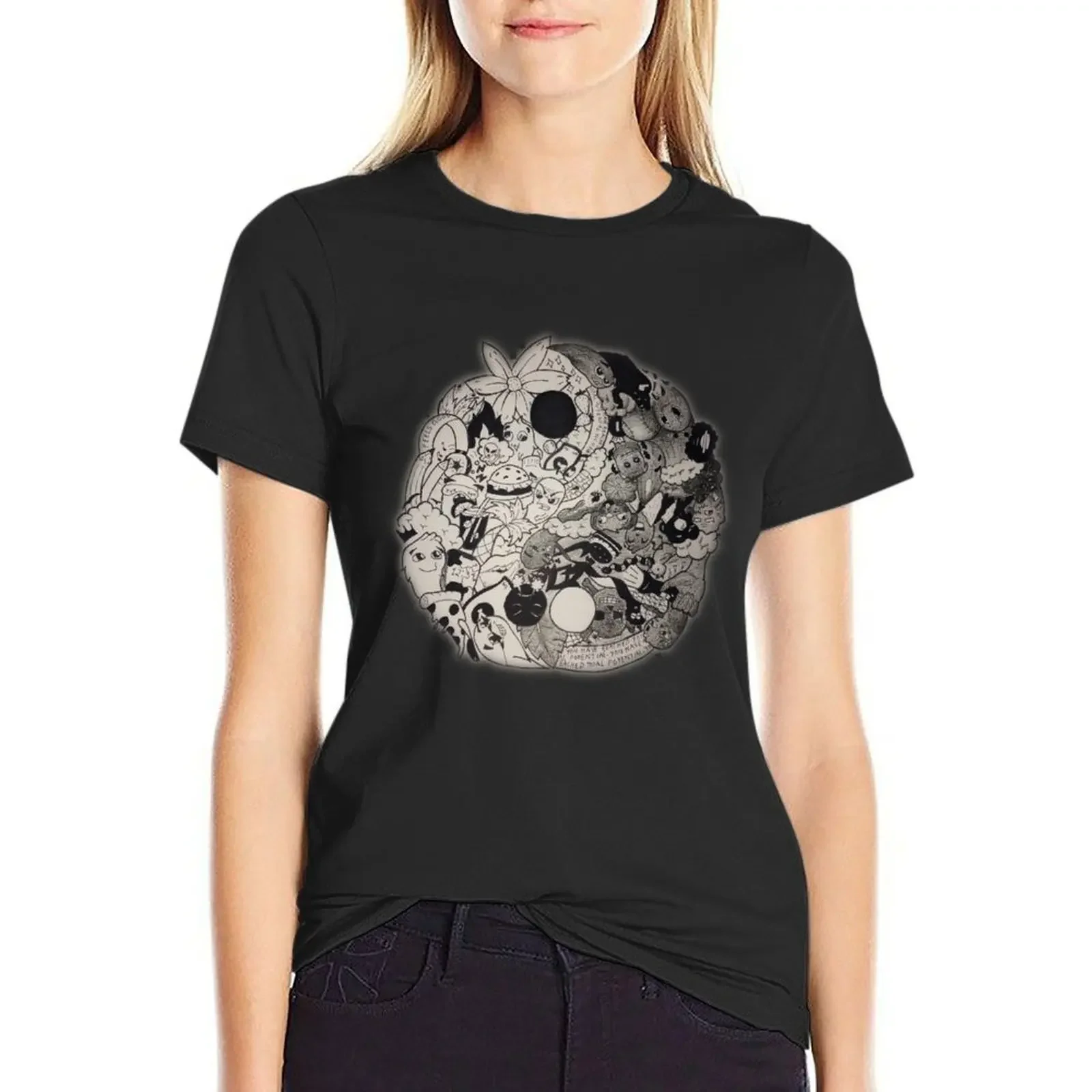 

yin & yang doodle T-Shirt customizeds quick drying cute tops t-shirts for Women pack