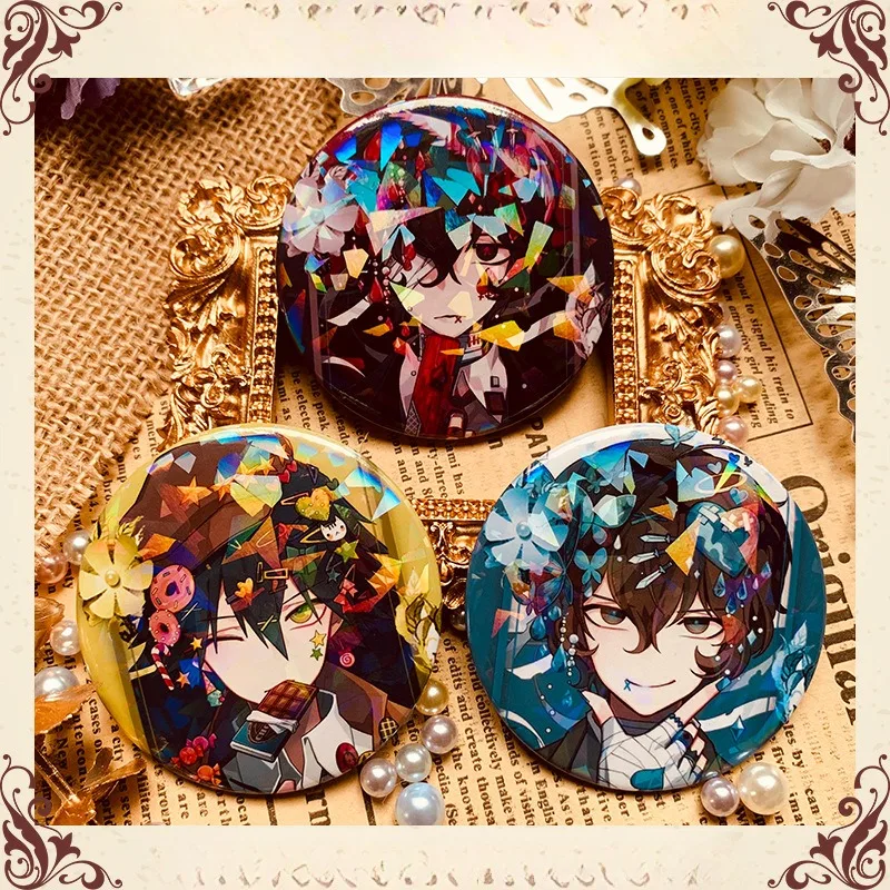 58mm Nakajima Atsushi Dazai Osamu Ryunosuke Akutagawa Nakahara Chuuya Animation Derivatives Bar Laser Badge Beautiful Present