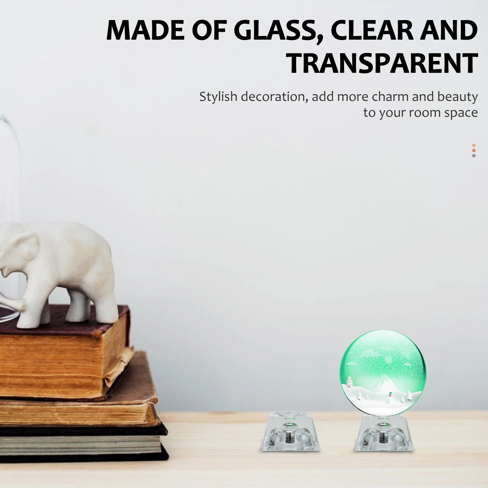 

1pc Glowing Transparent Glass Luminous Pedestal Square Creative Desktop Holder For Crystal Balls Home Office Decor