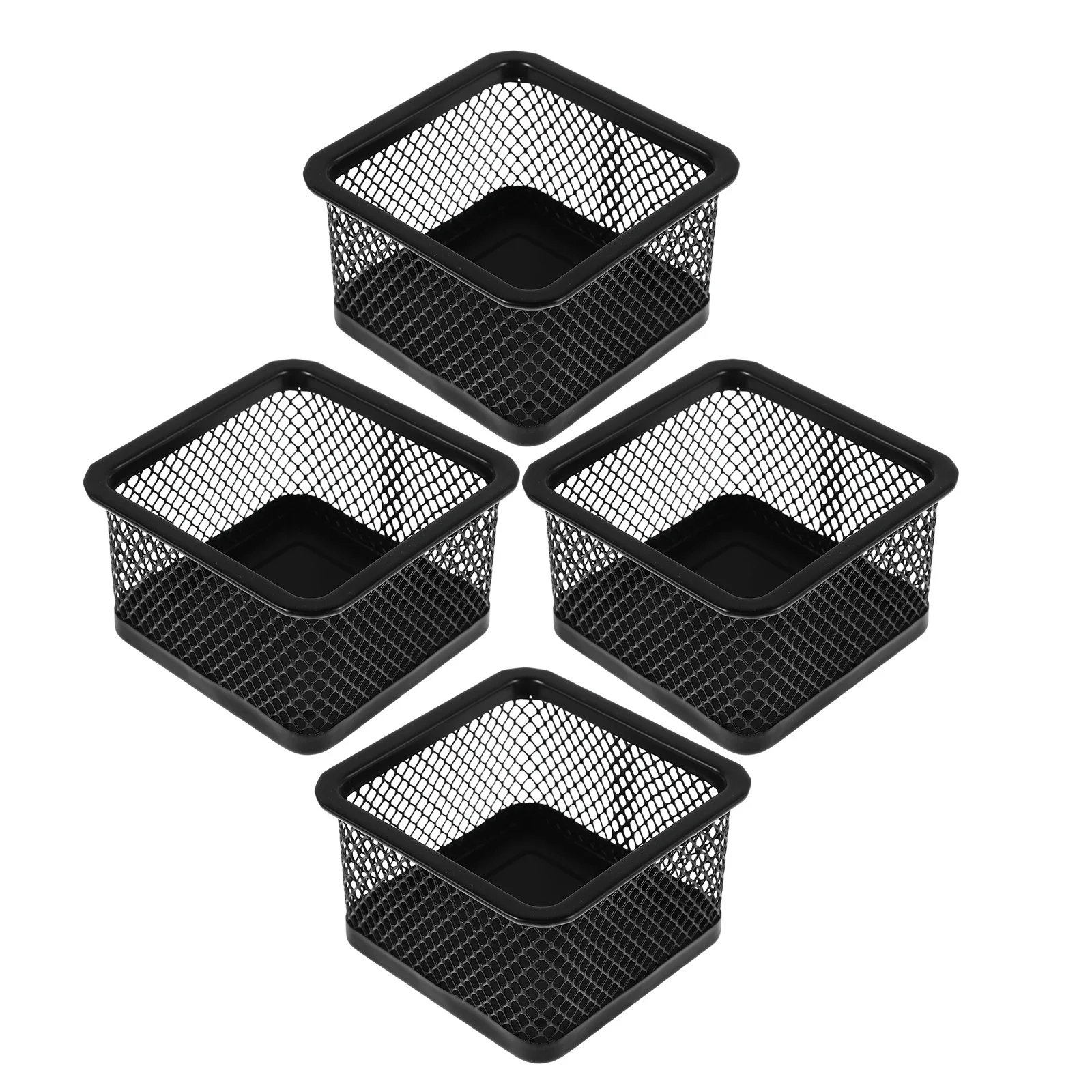 

Набор из 4 металлических органайзеров для канцелярских принадлежностей, черные, квадратные, настольные, для хранения скрепок и клипс