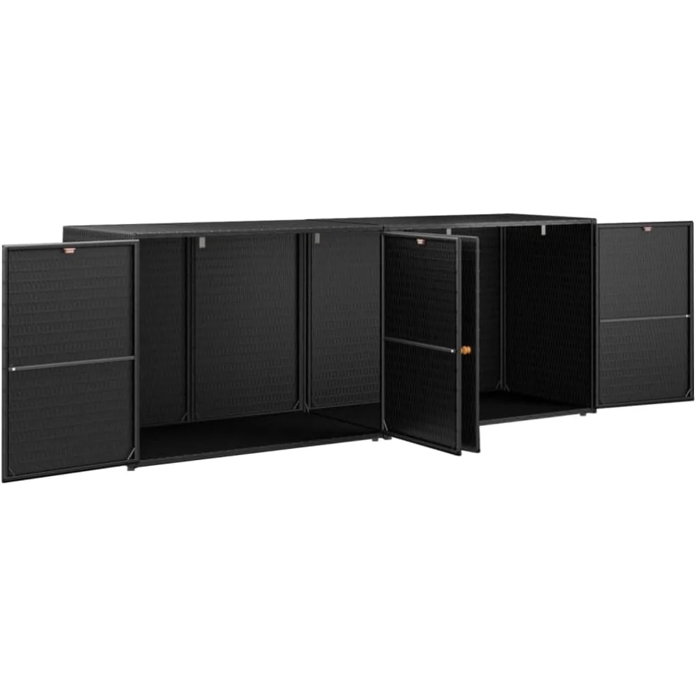 Wicker Garden Storage Cabinet, Rattan Patio Storage Cabinet, PE Rattan Storage Container for Patio Furniture Cushions Tools