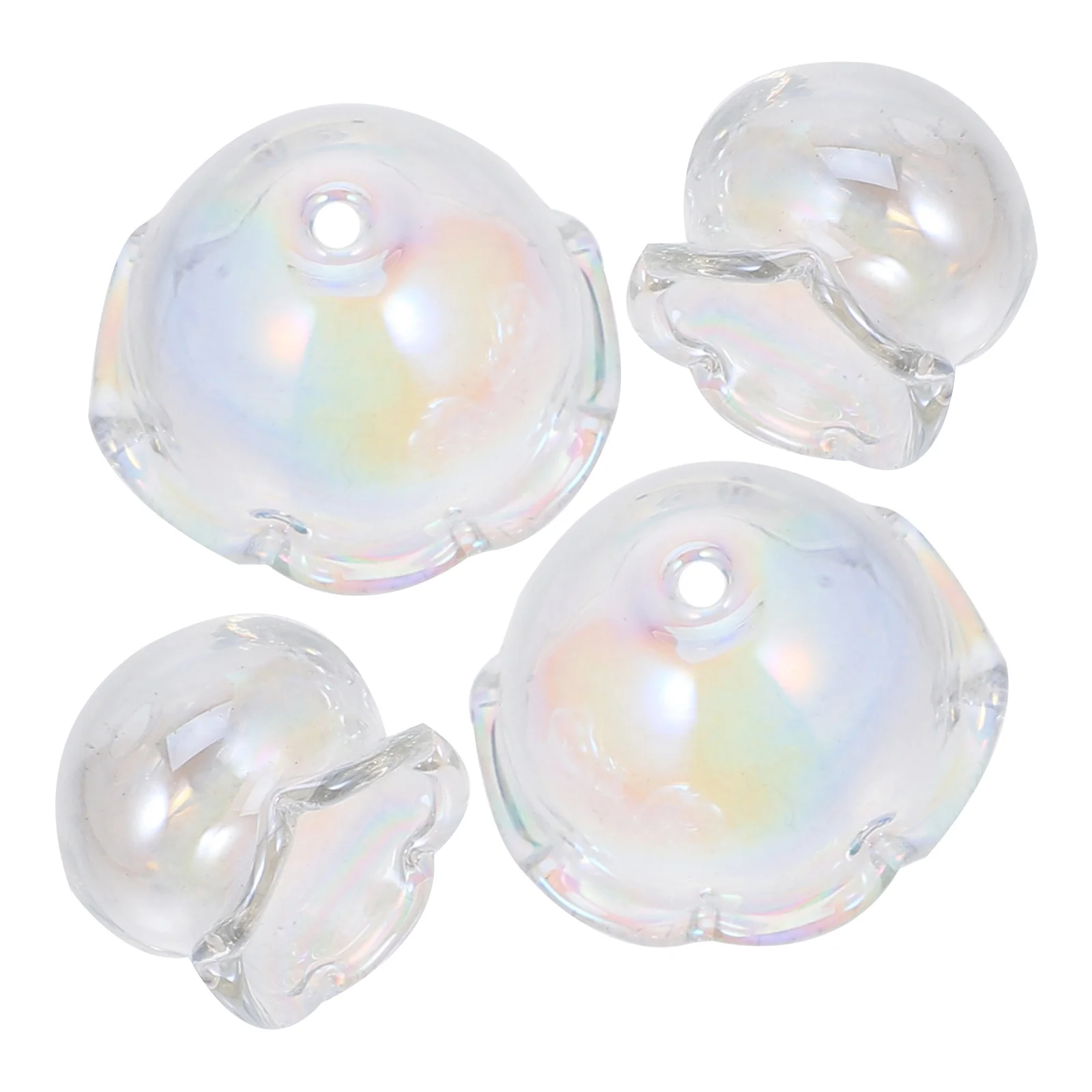 

4Pcs Hollow Transparent Glass Beads Bell Flower Caps for Wind Chimes Jewelry Bracelets Necklace DIY Extra Large Wind Chimes