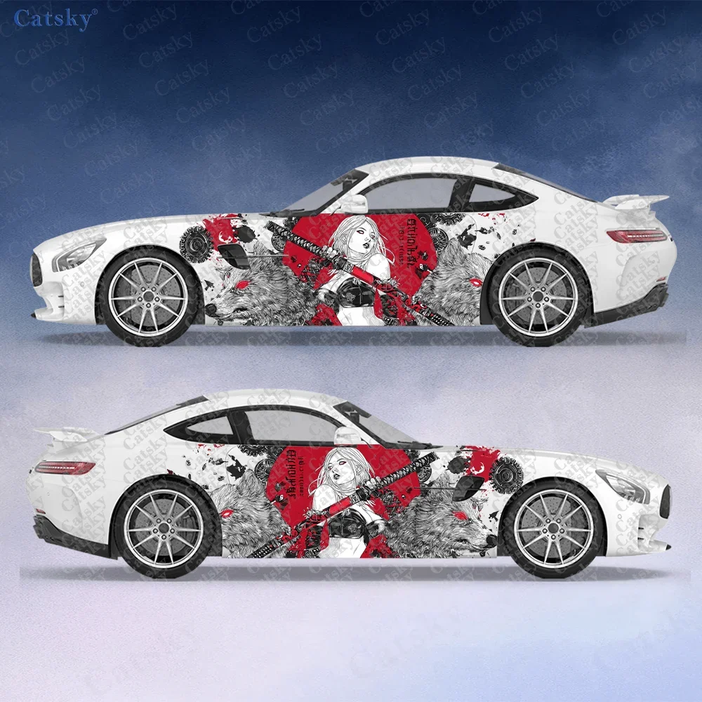 2pcs Japan idol and two wolves, gear splash sticker, suitable for cars and trucks, durable, fade resistant, easy to install and