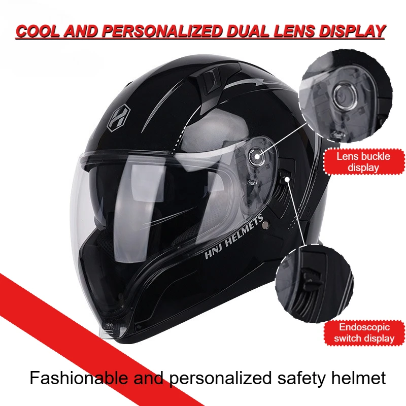 

Cool personalized motorcycle helmet for men and women, double lens large tail locomotive riding safety full helmet