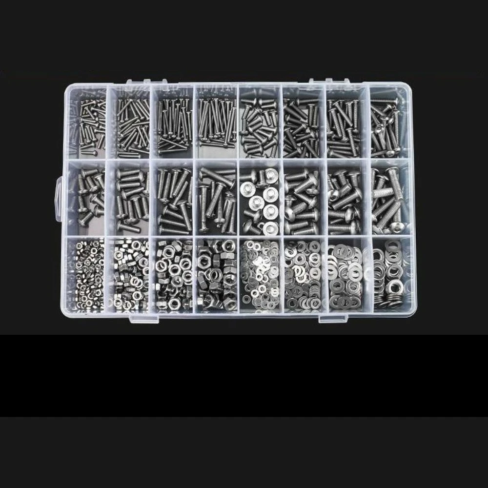 880 Stuks Rvs Ronde Kop Inbusschroeven Moeren M2-M5 Kit Set Hexagon Machine Metrische Schroeven Moeren en Platte Ringen