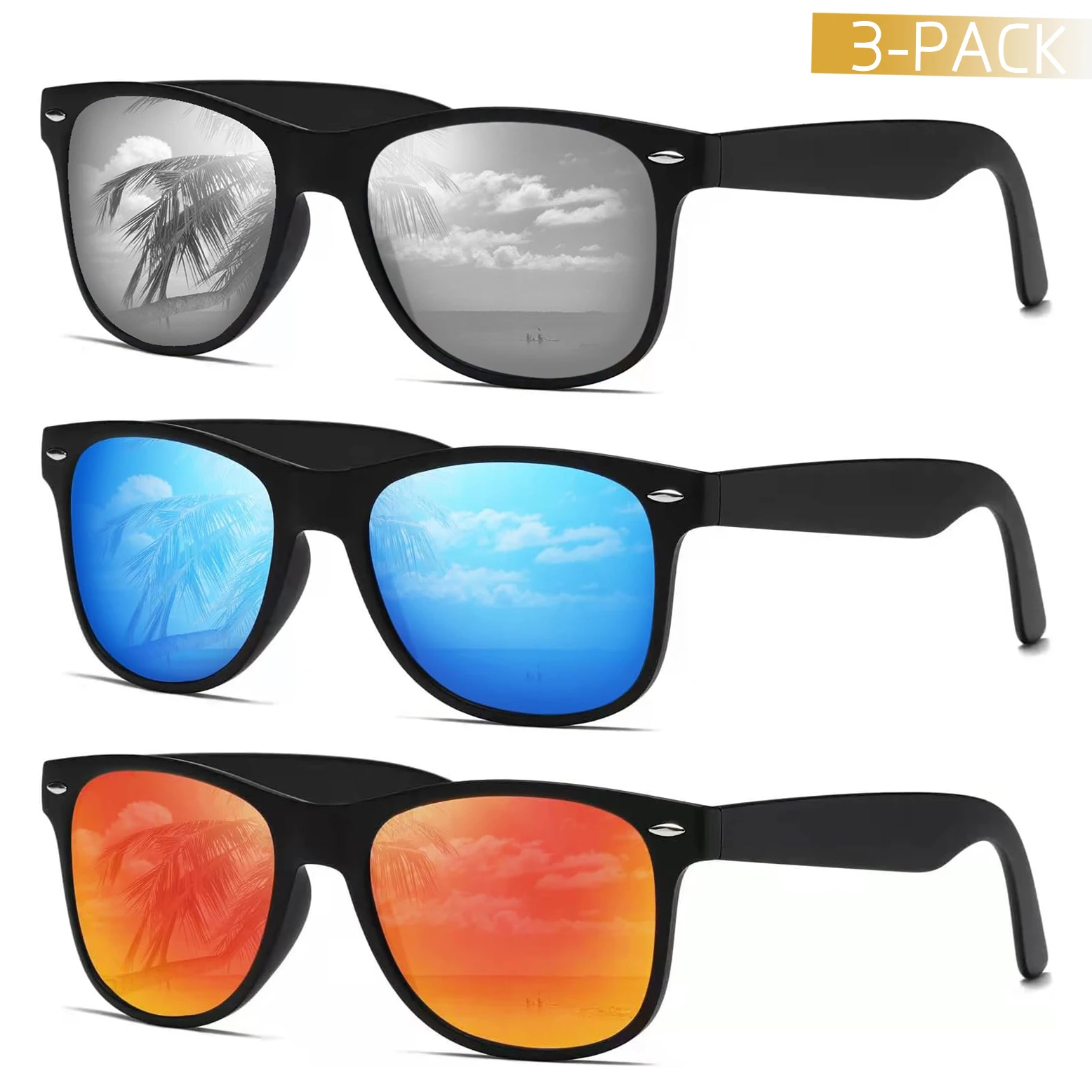 CRIXALIS 2/3PCS Sonnenbrille Männer Polarisierte Fahren Sonnenbrille für Frauen Retro Spiegel Objektiv für Fahren Angeln UV400 Schutz