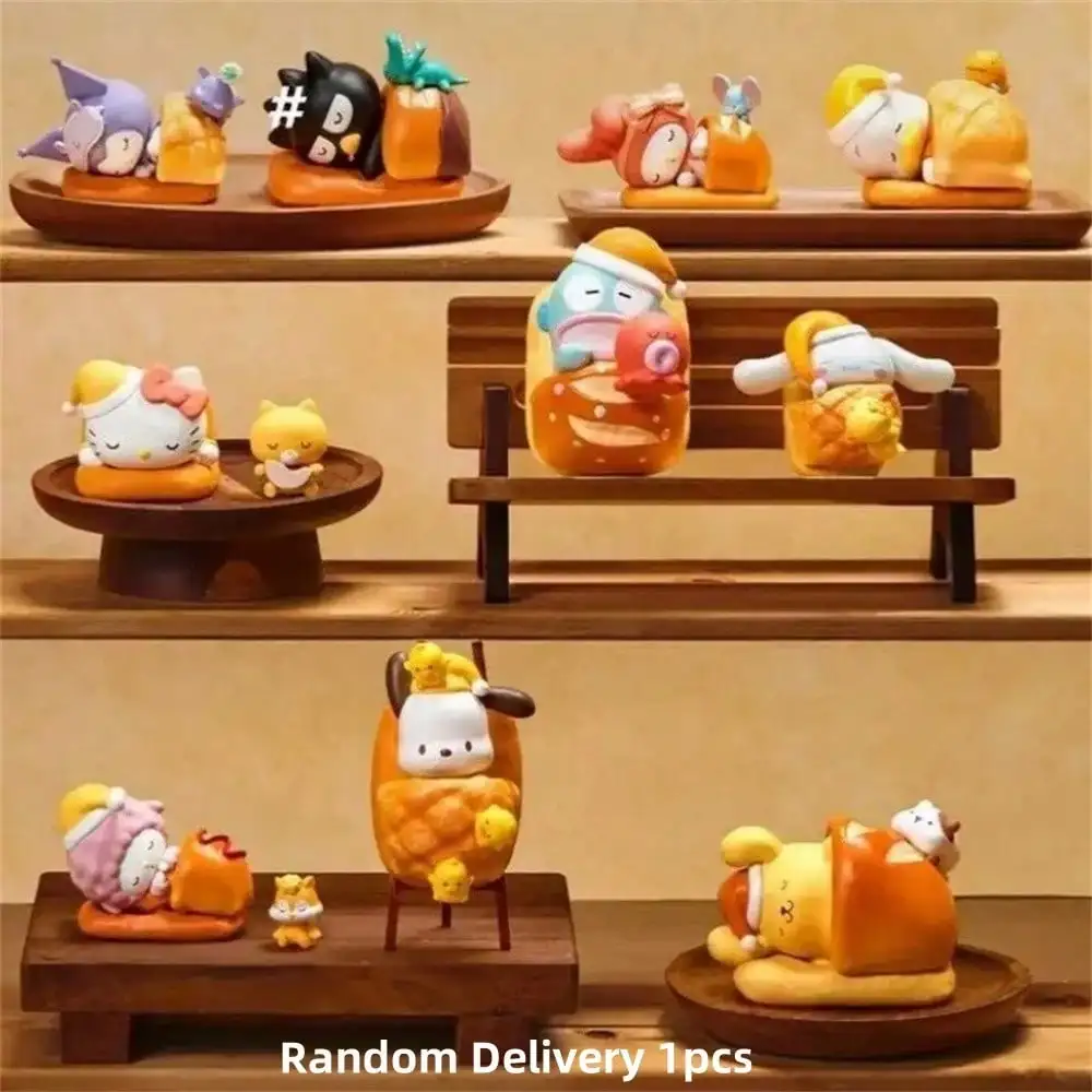 

MINISO Sanrio Family Happiness Baking Blind Box Anime Kuromi My Melody Hello Kitty Hangyodon Desktop Decor Birthday Gift 1*Mix