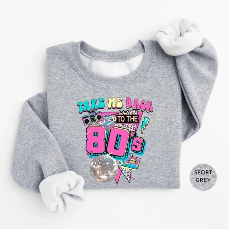 80s البلوز 80s الرجعية الجرافيك البلوز هوديي 80 قميص 80s زي حفلة قميص حراري الرجعية هوديس النساء الملابس