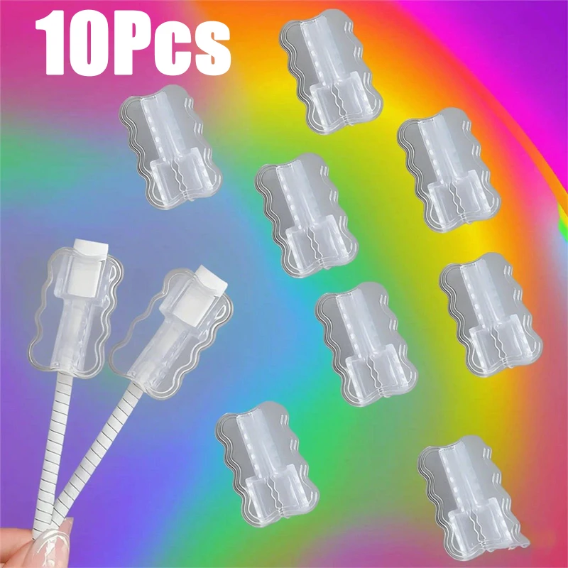 5/10Pcs Transparent Data Cable Protector Anti-Breakage Wear-resistant Data Cable Sleeves Double Layered Waves Fall Prevention