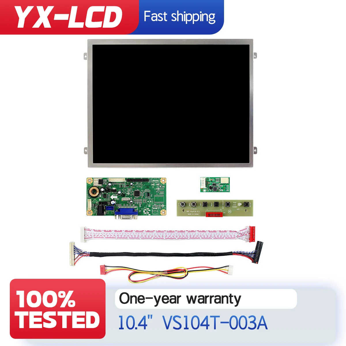 

10.4 inch IPS VS104T-003A 1024x768 500nit LCD Screen with HD MI VGA Audio LCD Controller Board