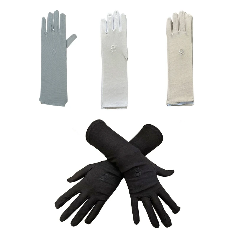 Muslims Arab Gloves for Women Sun Protective Gloves Embroidery Flower Long Arm Sleeves Full Finger Arabian Hand Gloves