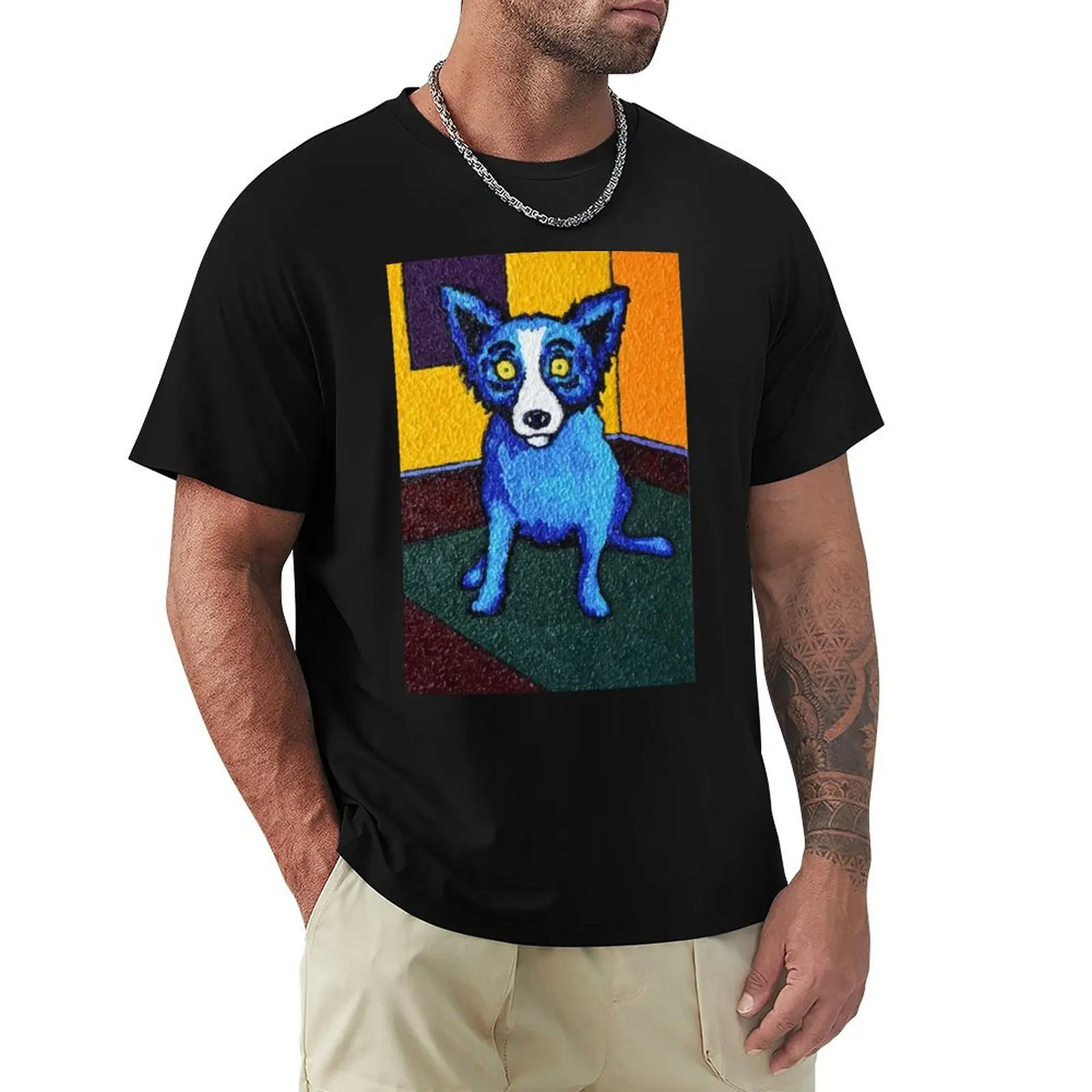 painting blue dog after george rodrigue T-Shirt Soft Touch Basic Cotton T-Shirt
