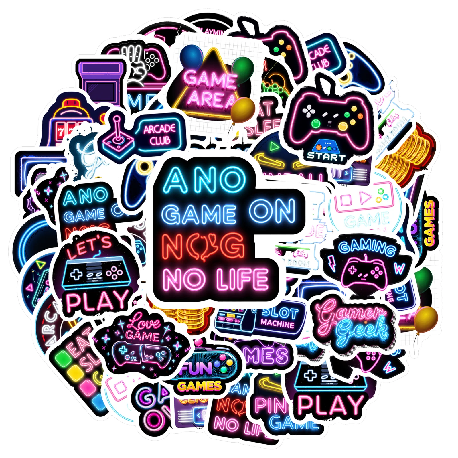 35pcs Whimsical Pinball Stickers Neon Arcade Retro Decals Arcade Graffiti For Notebook Luggage Mobile Phone Cup Suitcase DIY