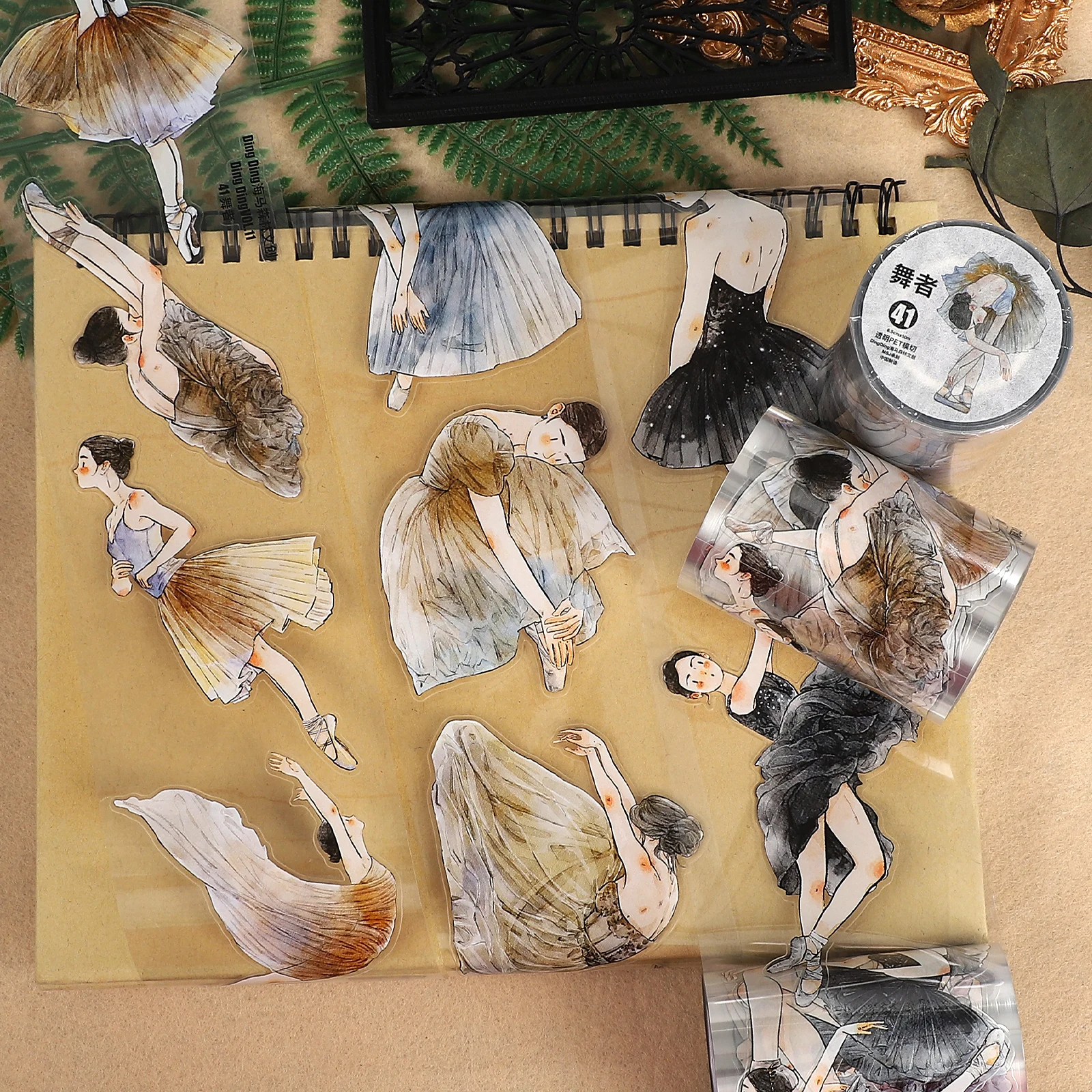 65-ミリメートル-10-メートルヴィンテージガールキャラクターダンサー風景-pet-テープクリエイティブ-diy-ジャーナル素材コラージュスクラップブック文具