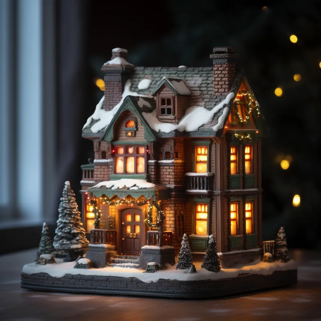 New Designs Resin Crafts House Christmas Decoration Supplies House Village Led Light Snow House