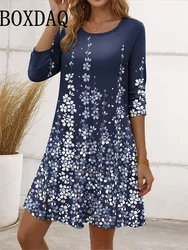 Elegant Women’S Dresses Fashion Women Long-Sleeve Casual Ladies Loose A-Line Dress Autumn Pullover Simplicity Flowers Clothing