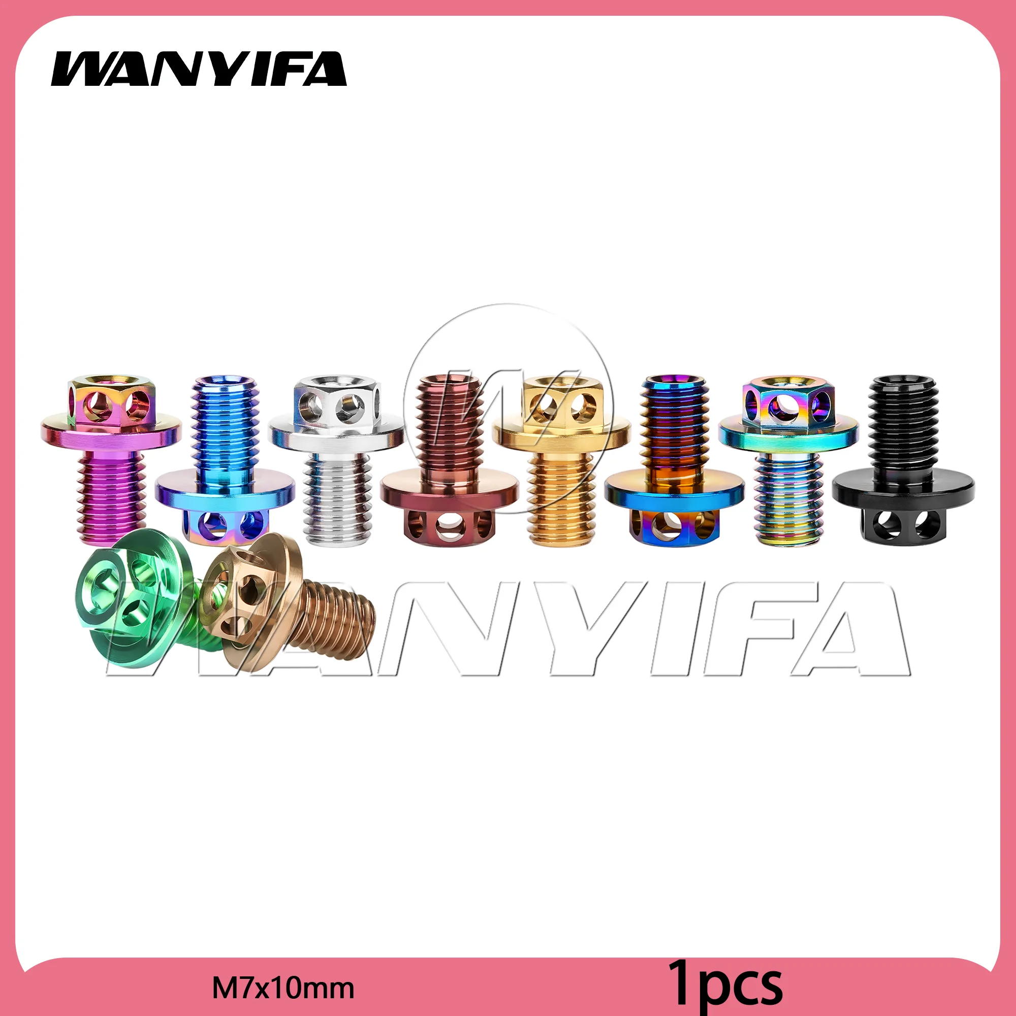 Wanyifa Titanium Bolt M7 x 10 Brake Line Fitting Motorcycle Brake Line Fitting Hollow Flange Fastener Suitable for Motorcycle