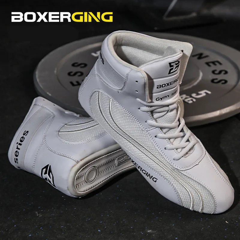 High Top Boxing Shoes for Adults Children Sanda Fighting Comprehensive Training Wrestling Fitness Weightlifting Mid Top Shoes