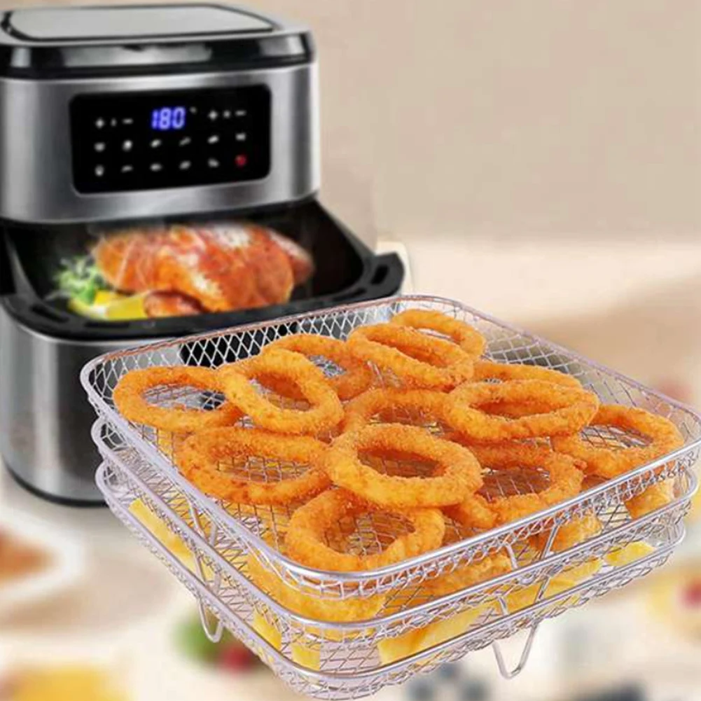 8-дюймовая 3-слойная стойка для фритюрницы для мгновенной вихревой фритюрницы Philips COSORI, квадратная стойка для гриля из нержавеющей стали